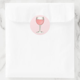 Rosa Rosé Blush Vin Glas Vinbruk Bröllopsfest Runt Klistermärke
