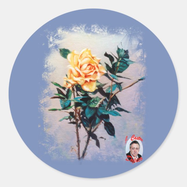 Rosa/Rose Runt Klistermärke (Framsida)