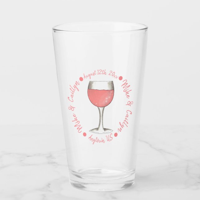 Rosa  Rosé Vin Glass Möhippa Bröllop Glaskopp (Framsida)
