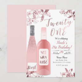 Rosa Rosè Vin & Orkidé Blommor Tjugofyra 21:a 21 Inbjudningar