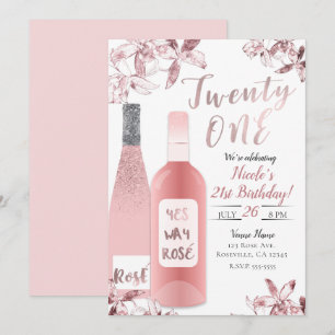 Rosa Rosè Vin & Orkidé Blommor Tjugofyra 21:a 21 Inbjudningar