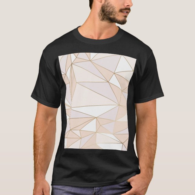 Rosa Rosegold: Abstrakt Geometric Luxury T Shirt (Framsida)