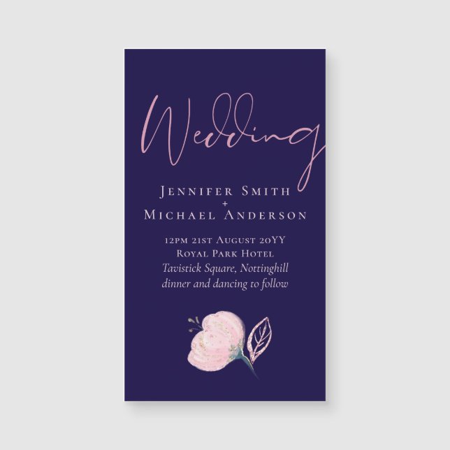  Rosa Rosegold Bröllop budget för marinblå marin,  (Framsida)