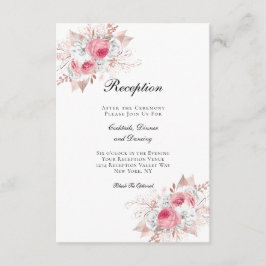 Rosa roséguld elegant blommande bröllopsmottagning tilläggskort