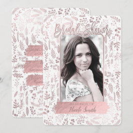 Rosa roséguld folie modern bröllopsduschfoto inbjudningar