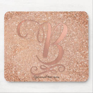 Rosa roséguld Glam initial bokstav namn B anpassad Musmatta