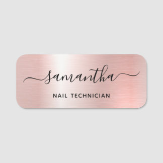 Rosa Roséguld Glam Signatur Namn Jobbtitel Namnbricka