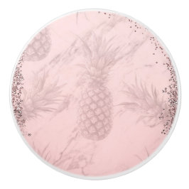 Rosa Roséguld Glitter Ananas Tropisk Chic Knopp