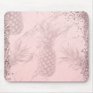 Rosa Roséguld Glitter Ananas Tropisk Chic Musmatta