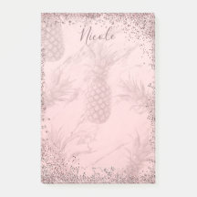 Rosa roséguld glitter ananas tropisk chic