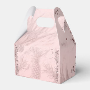 Rosa roséguld glitter ananas tropisk fest presentaskar