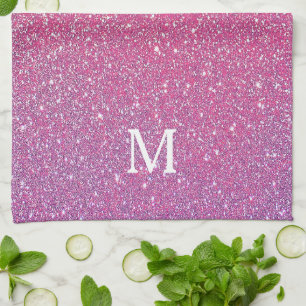 Rosa roséguld glitter Gnistrande söt flickig ombré Kökshandduk