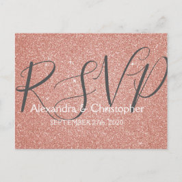 Rosa roséguld glitter och glans RSVP Inbjudan Vykort