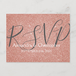 Rosa roséguld glitter och gnistrande RSVP Inbjudan Vykort