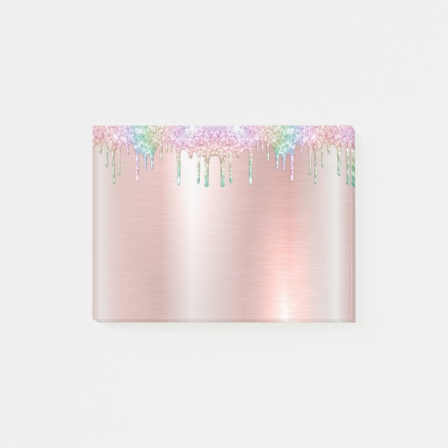 Rosa roséguld glitter Post-it®-lappar Post-it Block (Framsida)
