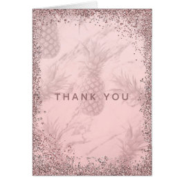 Rosa roséguld glitterananas tack OBS kort