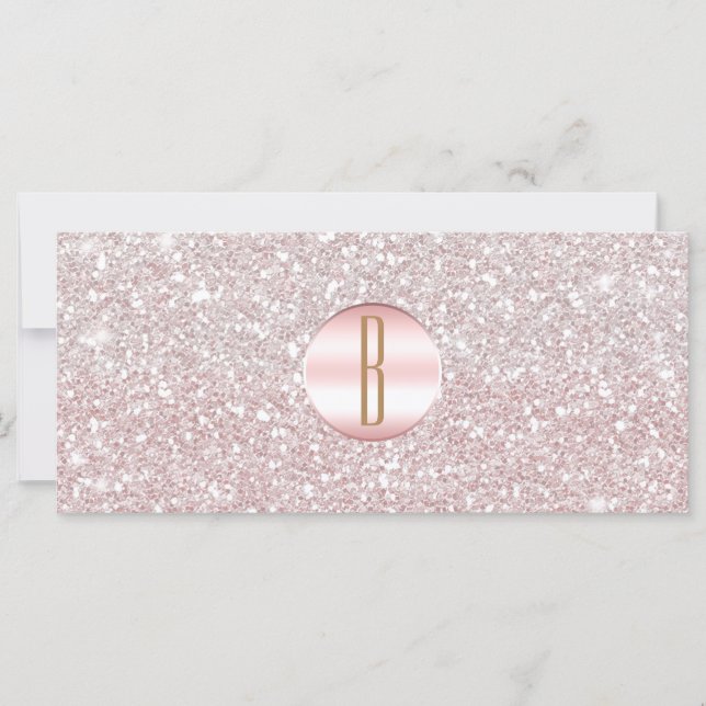 Rosa roséguld glittermonogram presentcertifikat (Framsida)