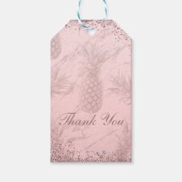 Rosa Roséguld Glittrande Ananas Tropisk Favorit Presentetikett