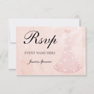 Rosa Roséguld Klänning alla Födelsedag / Bröllop R OSA Kort