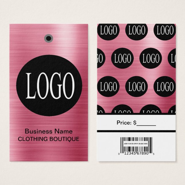 Rosa Roséguld Logotyp med Streckkod Prislappar  Visitkort (Framsida & baksida)