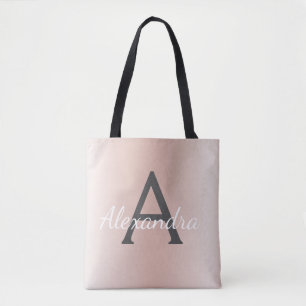 Rosa roséguld metallisk elegant monogram bokväska tygkasse