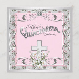 Rosa Rosekors Quinceanera Inbjudningar
