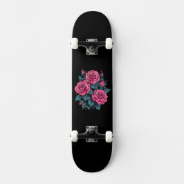 Rosa rosén mini skateboard bräda 18,5 cm