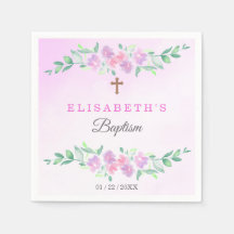 Rosa Rosen Vattenfärg Ombre Kors Dop