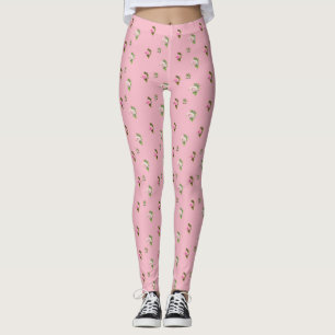 Rosa Rosenknopp Blommigt Könsben Leggings