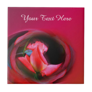 Rosa Rosenknopp Flower Art Kakelplatta