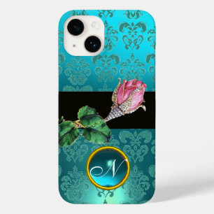 ROSA ROSENKNOPP JEWEL, BLUE TEAL DAMASK GEM MONOGR