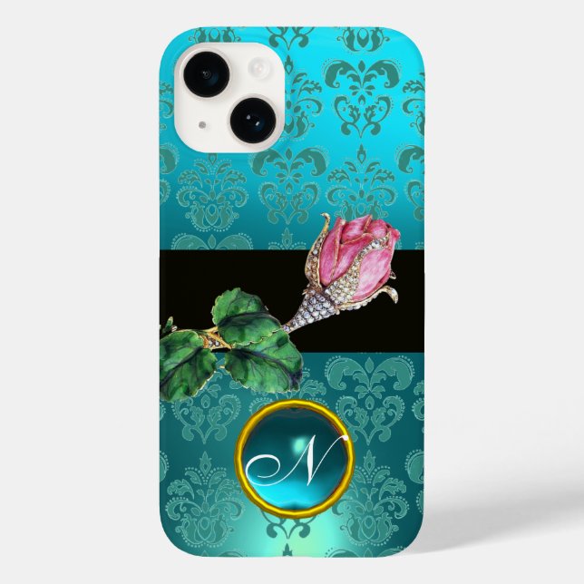 ROSA ROSENKNOPP JEWEL, BLUE TEAL DAMASK GEM MONOGR (Baksida)