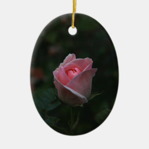 Rosa rosenknopp julgransprydnad keramik