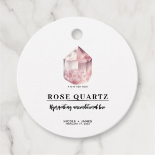 Rosa Rosenkvarts Kärlekskristall Bröllop Gåvor Etiketter