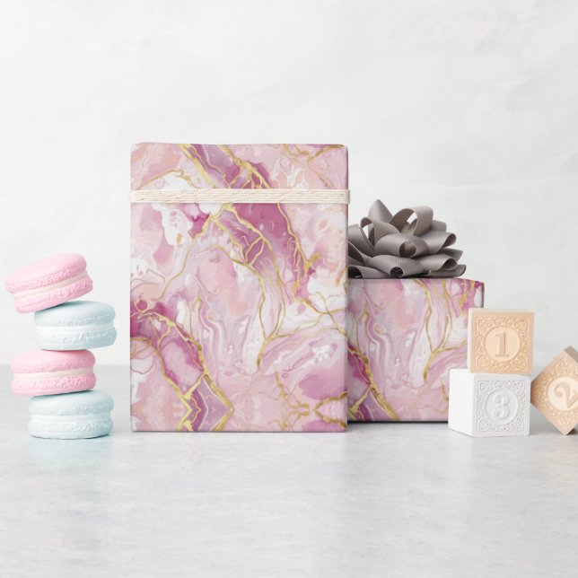 Rosa Rosenkvarts-marmor Presentpapper (Baby Shower)