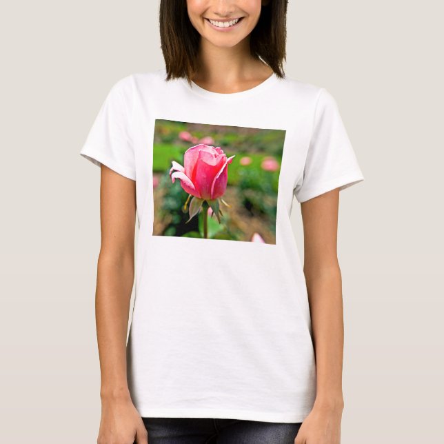 Rosa rosenträdgård t shirt (Framsida)