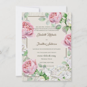 Rosa Rosenträdgårdbröllop Inbjudningar
