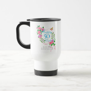 Rosa rosett 50-årsdag resemugg