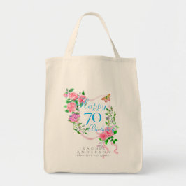 Rosa rosett 70-årsdag tygkasse