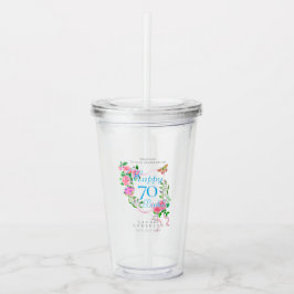 Rosa rosett 70-årspresent take away mugg