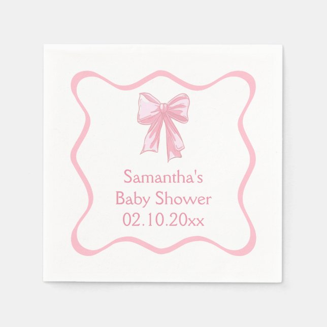 Rosa rosett baby shower  pappersservett (Framsidan)