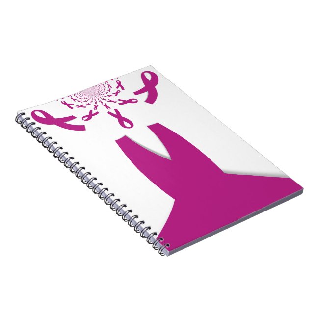 Rosa Rosett band Breast Cancer Awareness Art Print Anteckningsbok Med Spiral (Högra Sidan)