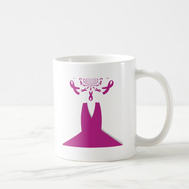 Rosa Rosett band Breast Cancer Awareness Art Print Kaffemugg (Höger)