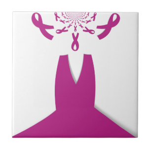 Rosa Rosett band Breast Cancer Awareness Art Print Kakelplatta