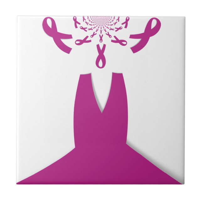 Rosa Rosett band Breast Cancer Awareness Art Print Kakelplatta (Framsidan)