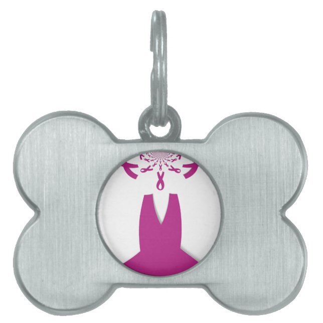 Rosa Rosett band Breast Cancer Awareness Art Print Namnbricka Husdjur (Framsidan)