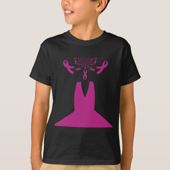 Rosa Rosett band Breast Cancer Awareness Art Print T Shirt (Framsida)