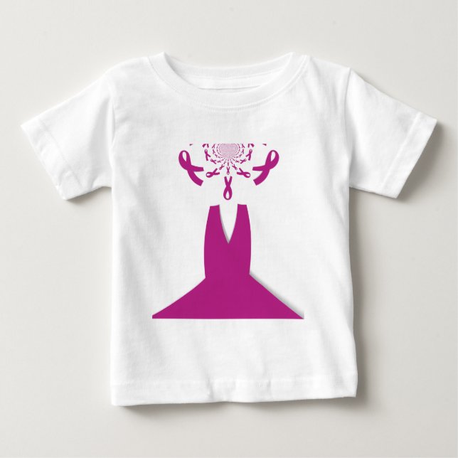 Rosa Rosett band Breast Cancer Awareness Art Print Tee (Framsida)