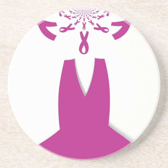 Rosa Rosett band Breast Cancer Awareness Art Print Underlägg Sandsten (Framsidan)