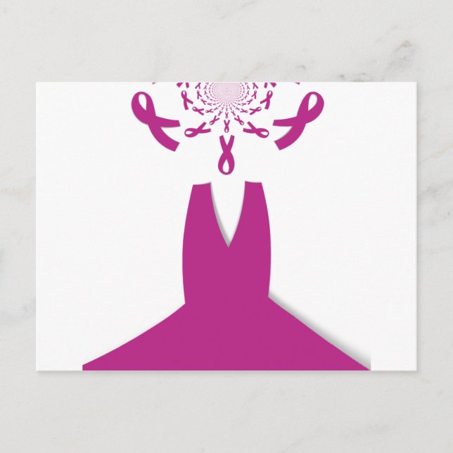 Rosa Rosett band Breast Cancer Awareness Art Print Vykort (Framsida)